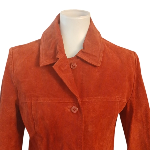 Jacklym Smith Genuine Suede Red Leather Button Down Jacket Size Small - Picture 4 of 11
